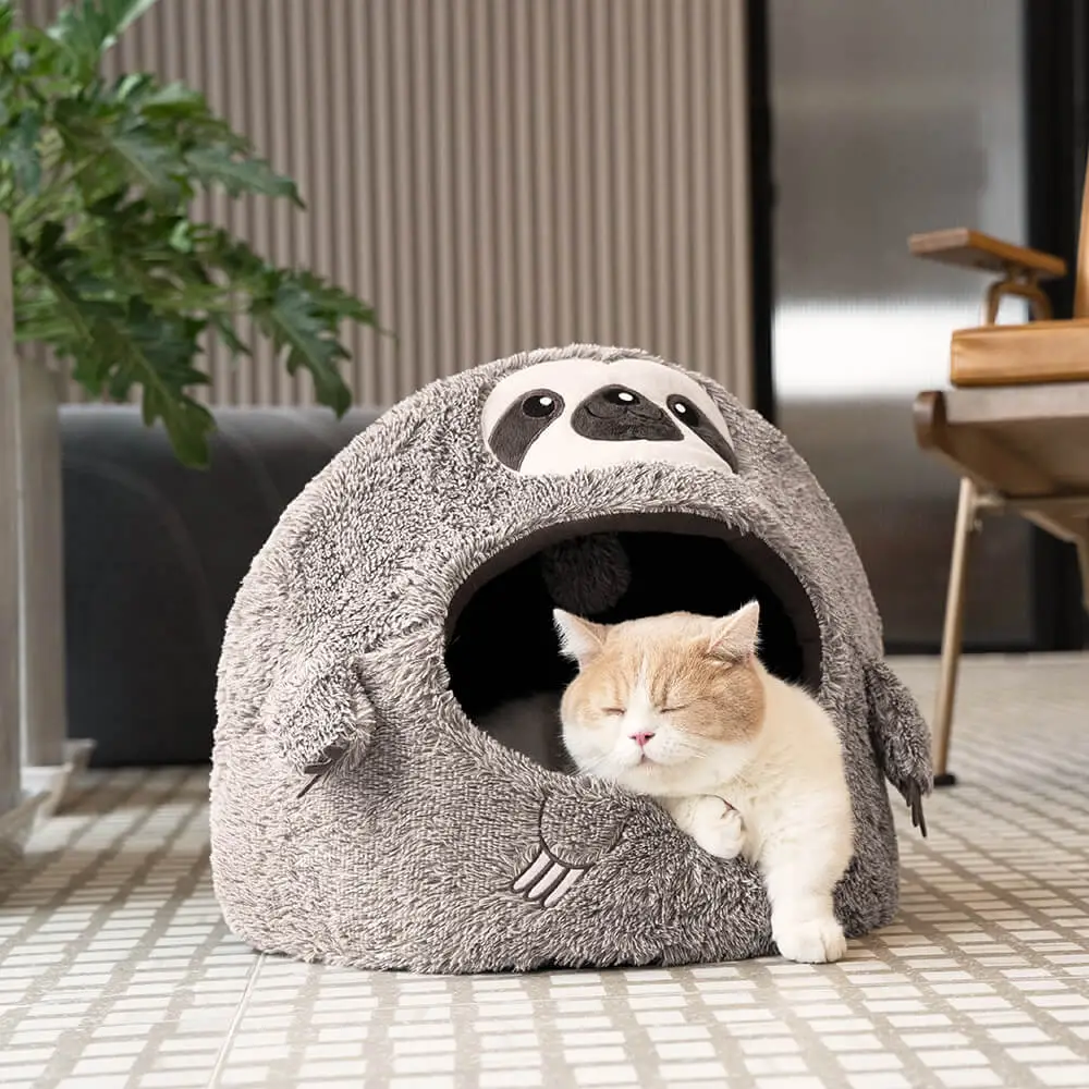 Warming Cute Sloth Semi-Enclosed Cat Cave