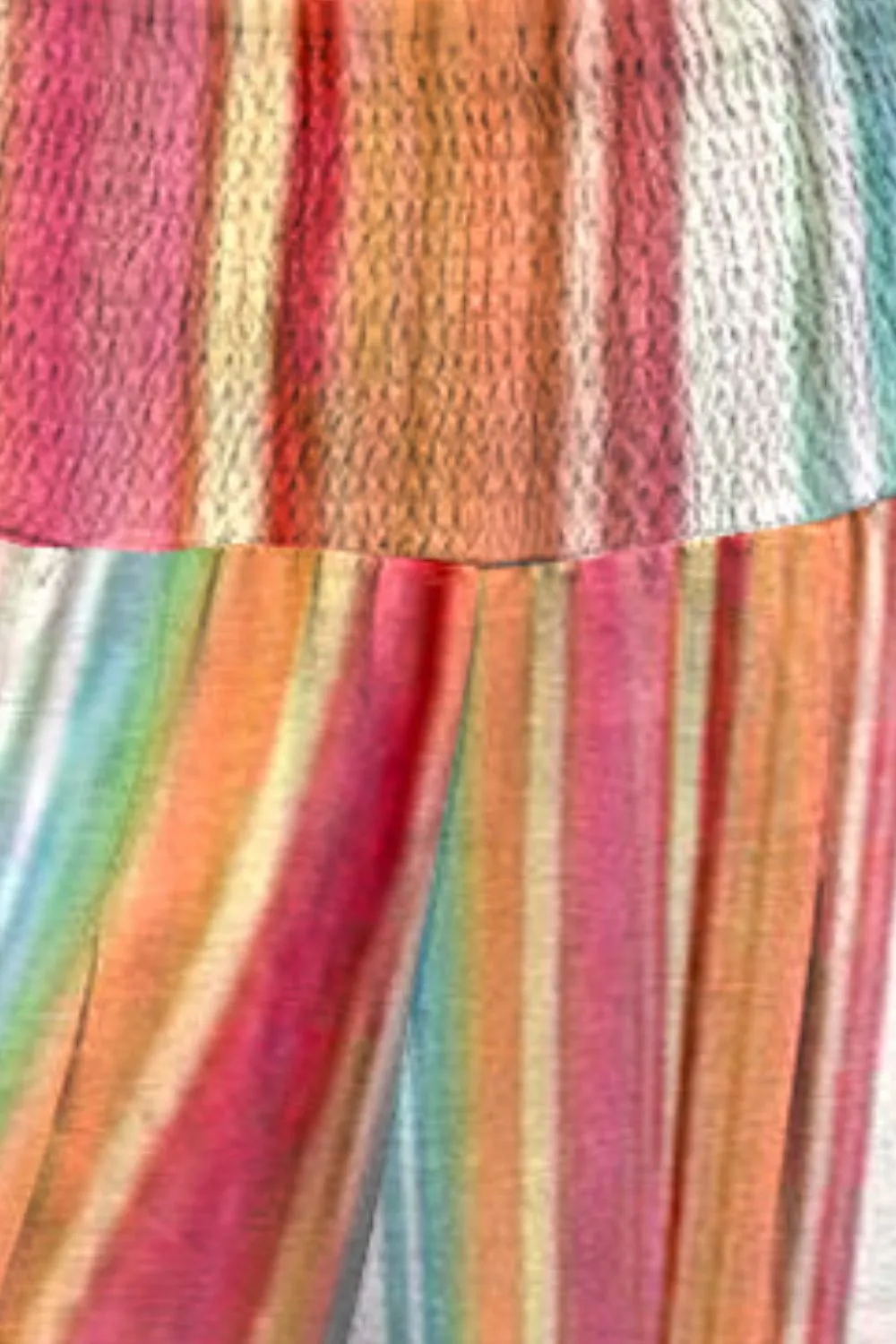 Striped Smocked Waist Pants With Pocket