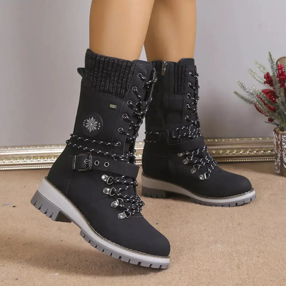 Modern Refined Lace-Up Block Heel Boots