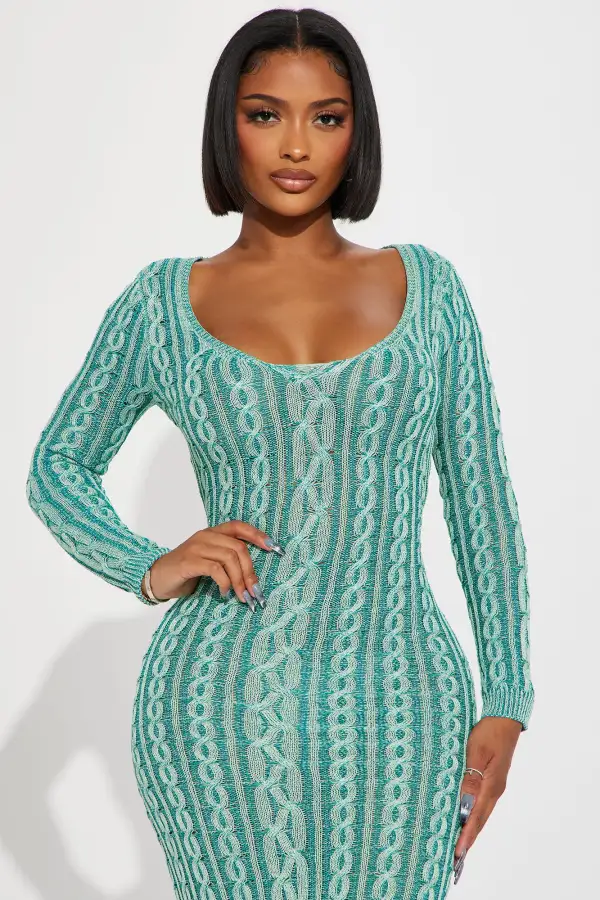 Alena Sweater Midi Dress - Jade