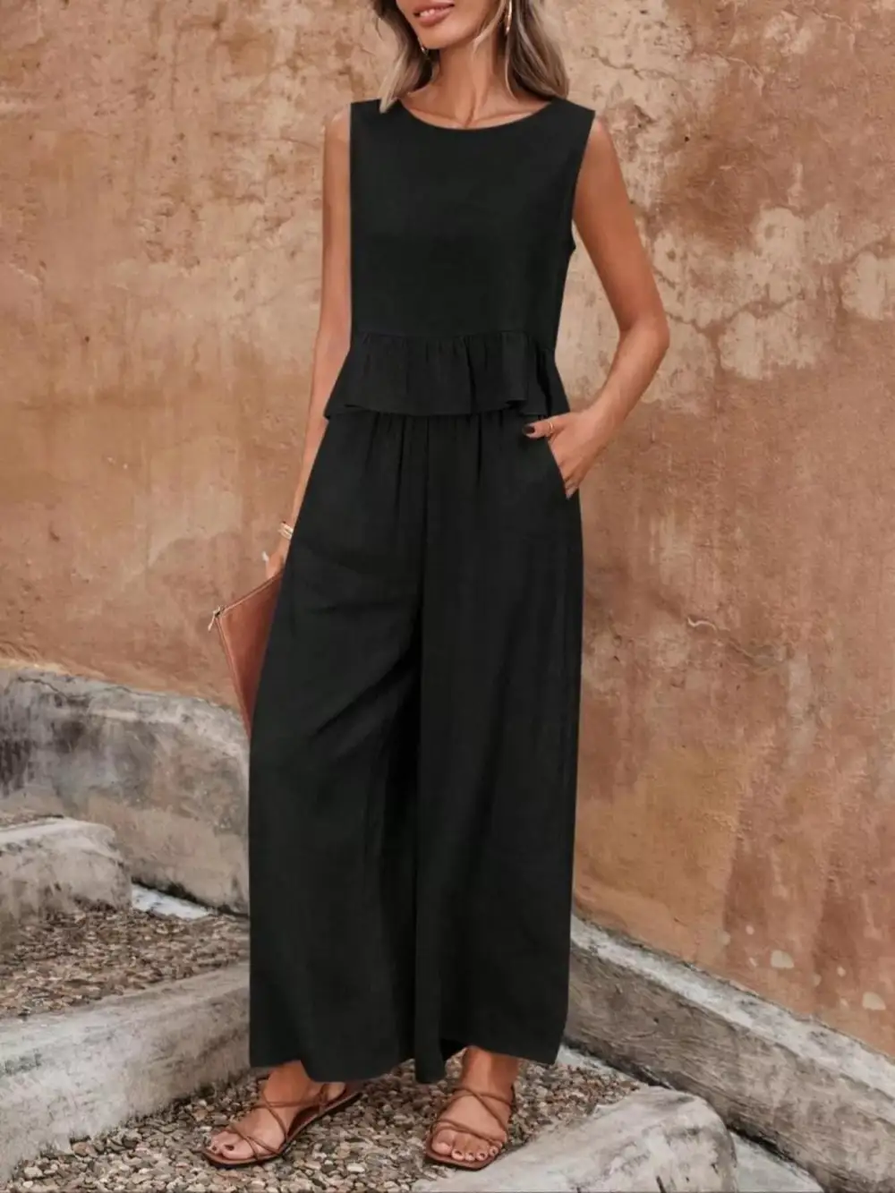 Ruffle Wide Leg Jumpsuit