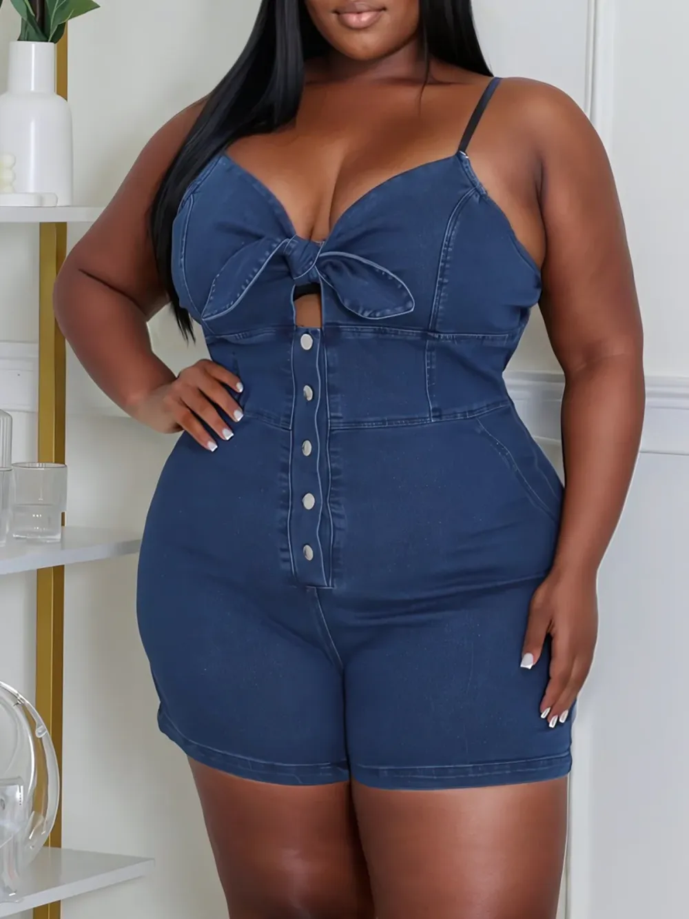 Plus Size Fashion Denim Jumpsuit For Women