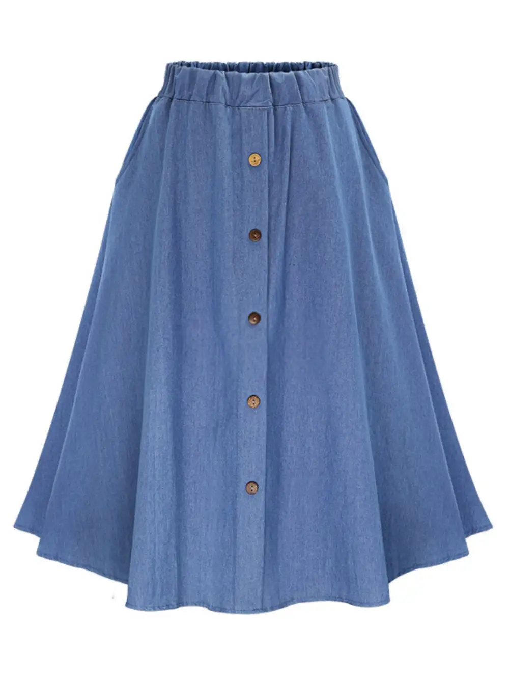Everyday Denim Button Front Skirt