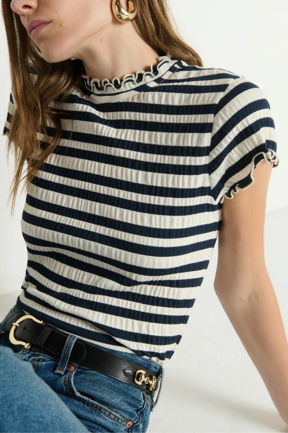 Ruffle Ruffled Cap Sleeve Top