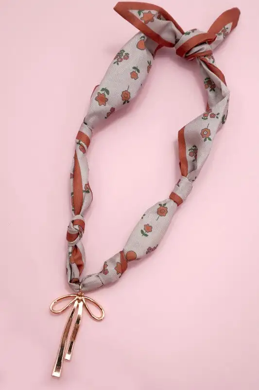 Printed Charm Scarf Necklace