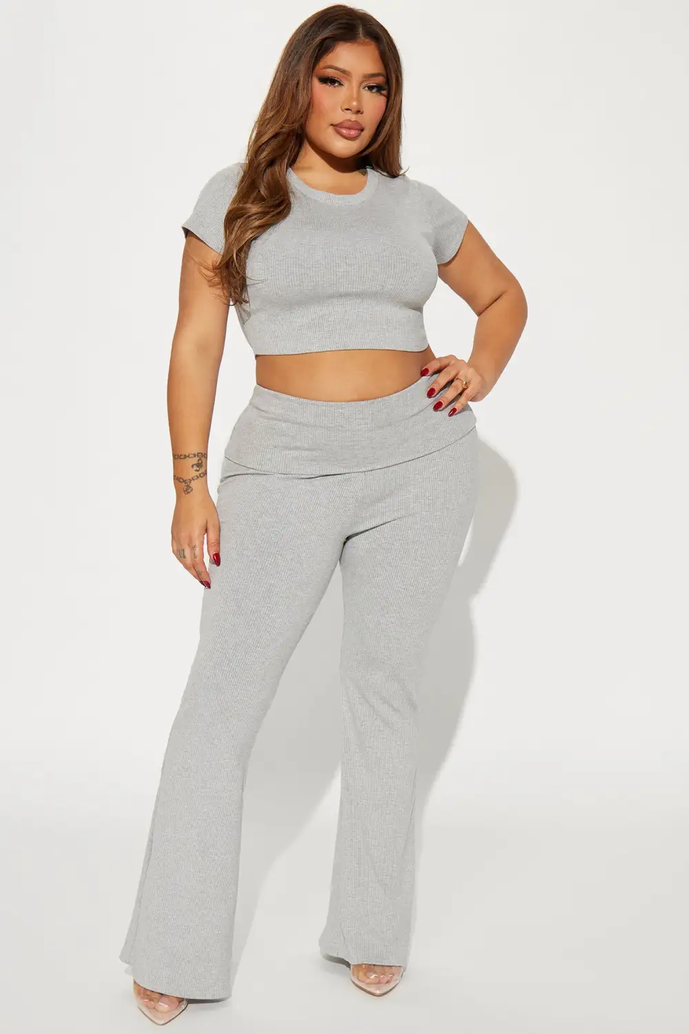 Tamara Snatched Pant Set - Heather Grey