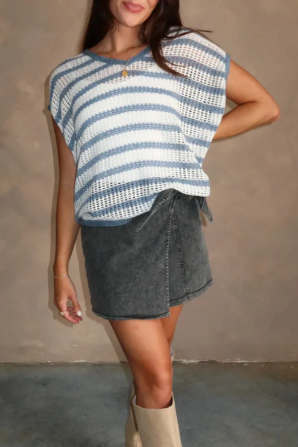 Hollow Striped Sweater Top