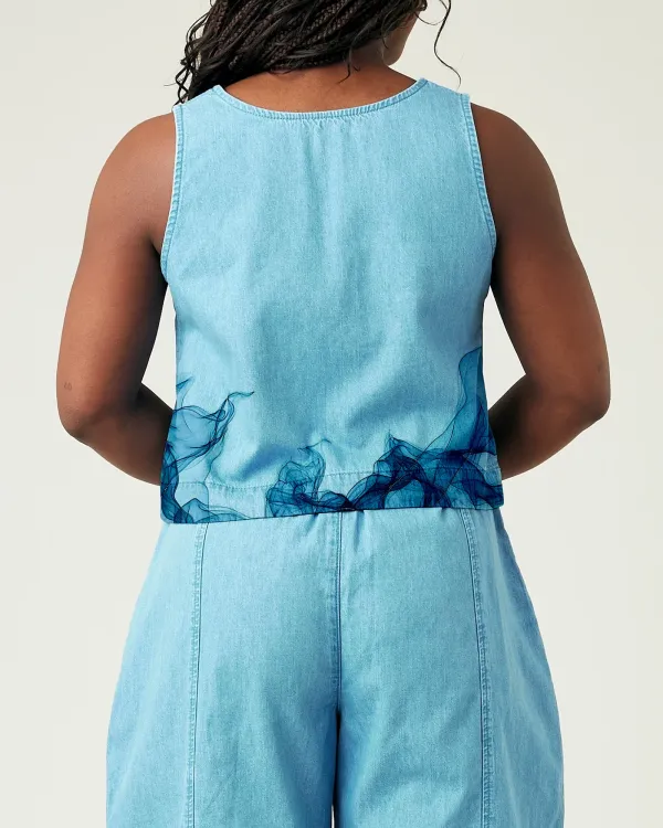 LIGHT WASH DENIM CHAMBRAY TOP