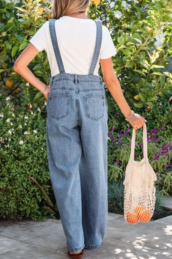 Pleated Denim Jumpsuit