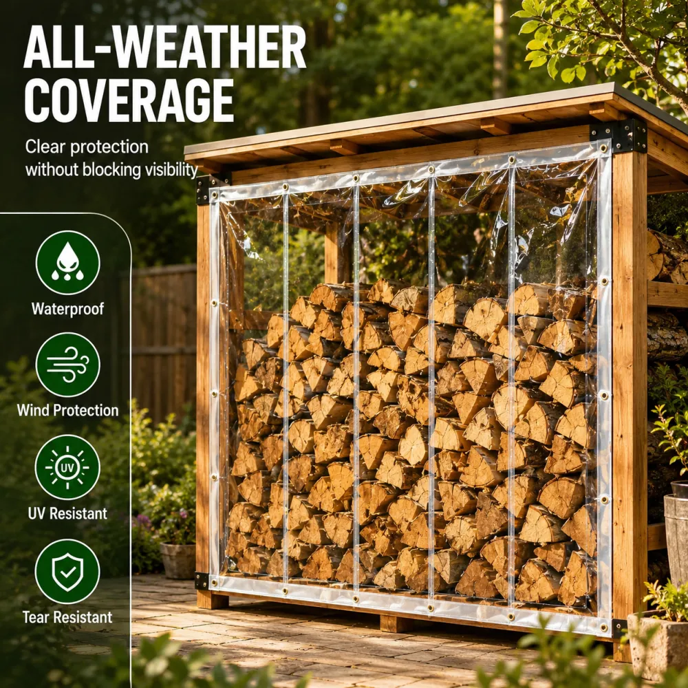 Clear Waterproof PE Tarp, Transparent Outdoor Cover with Metal Grommets