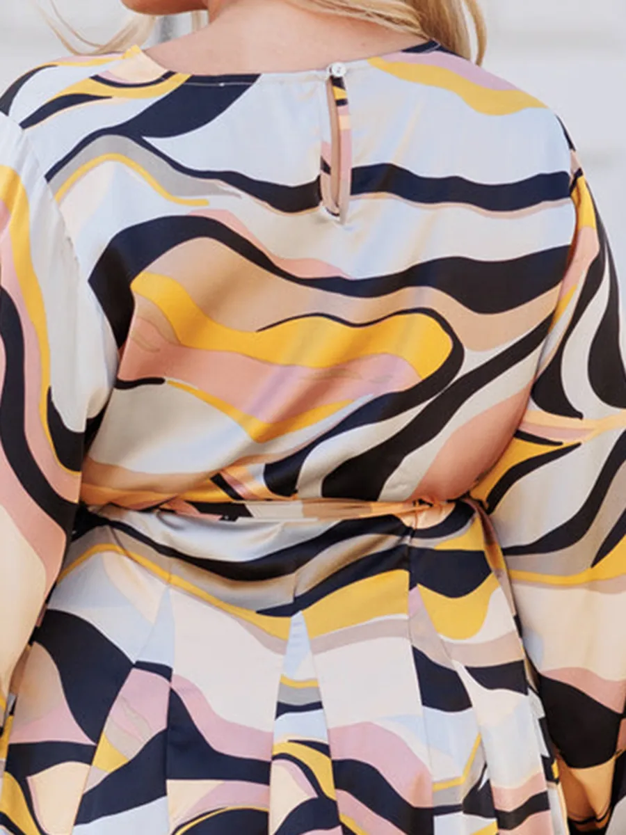 Contrast Printed Loose Fitting Dress