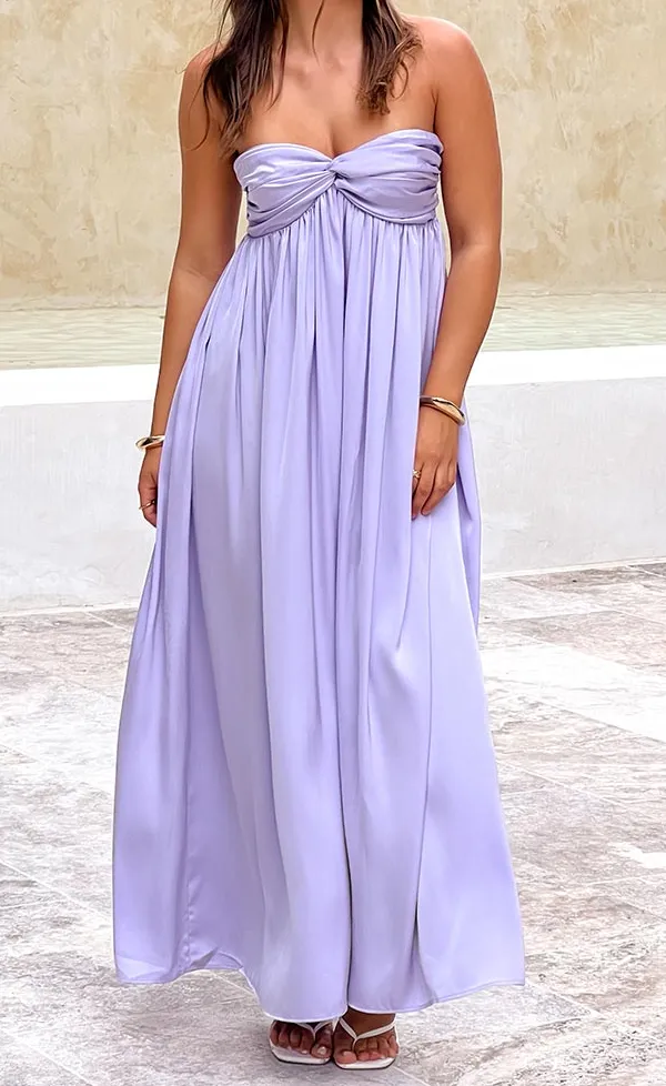 Satin Strapless Maxi Dress