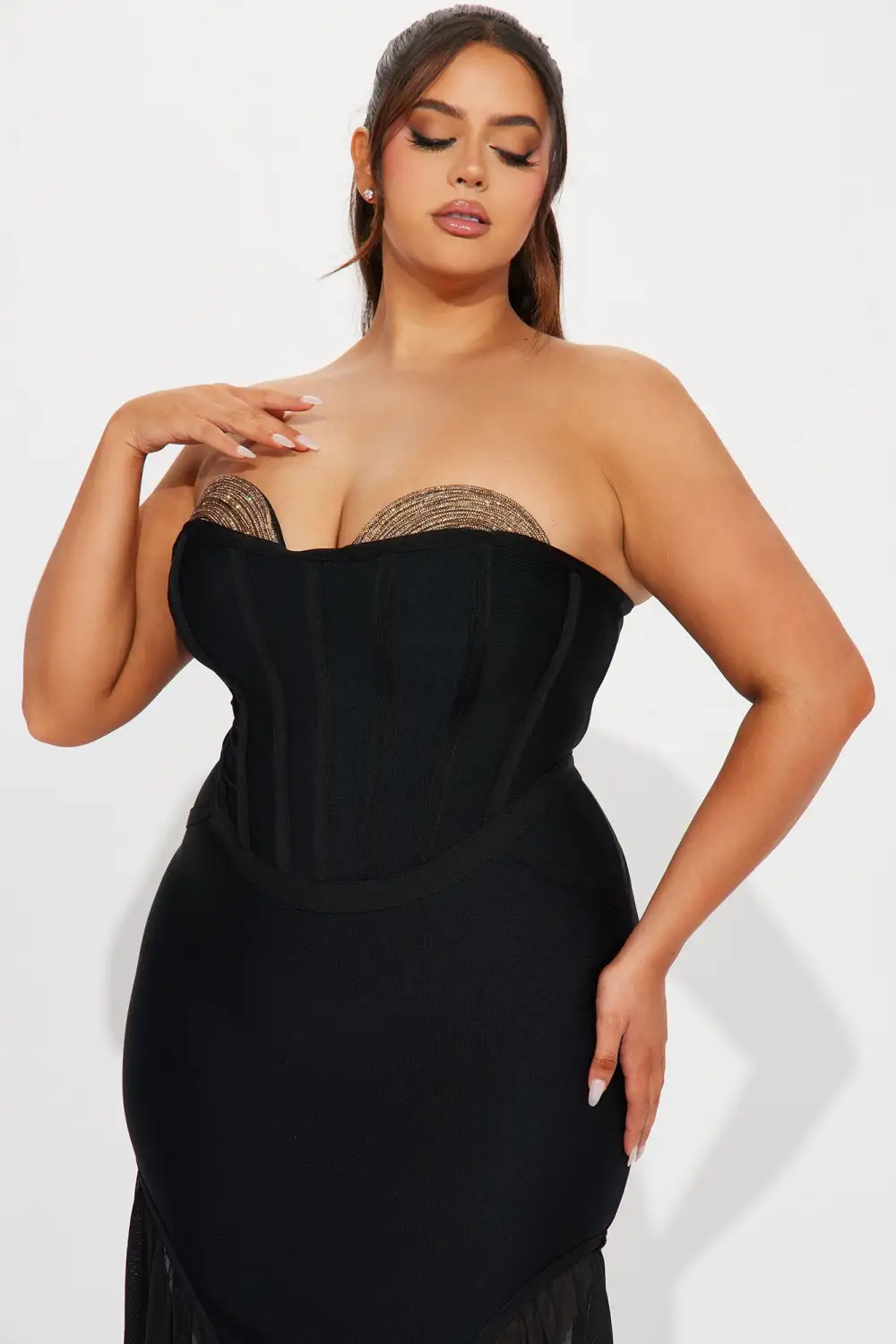 Gloria Bandage Embellished Gown - Black