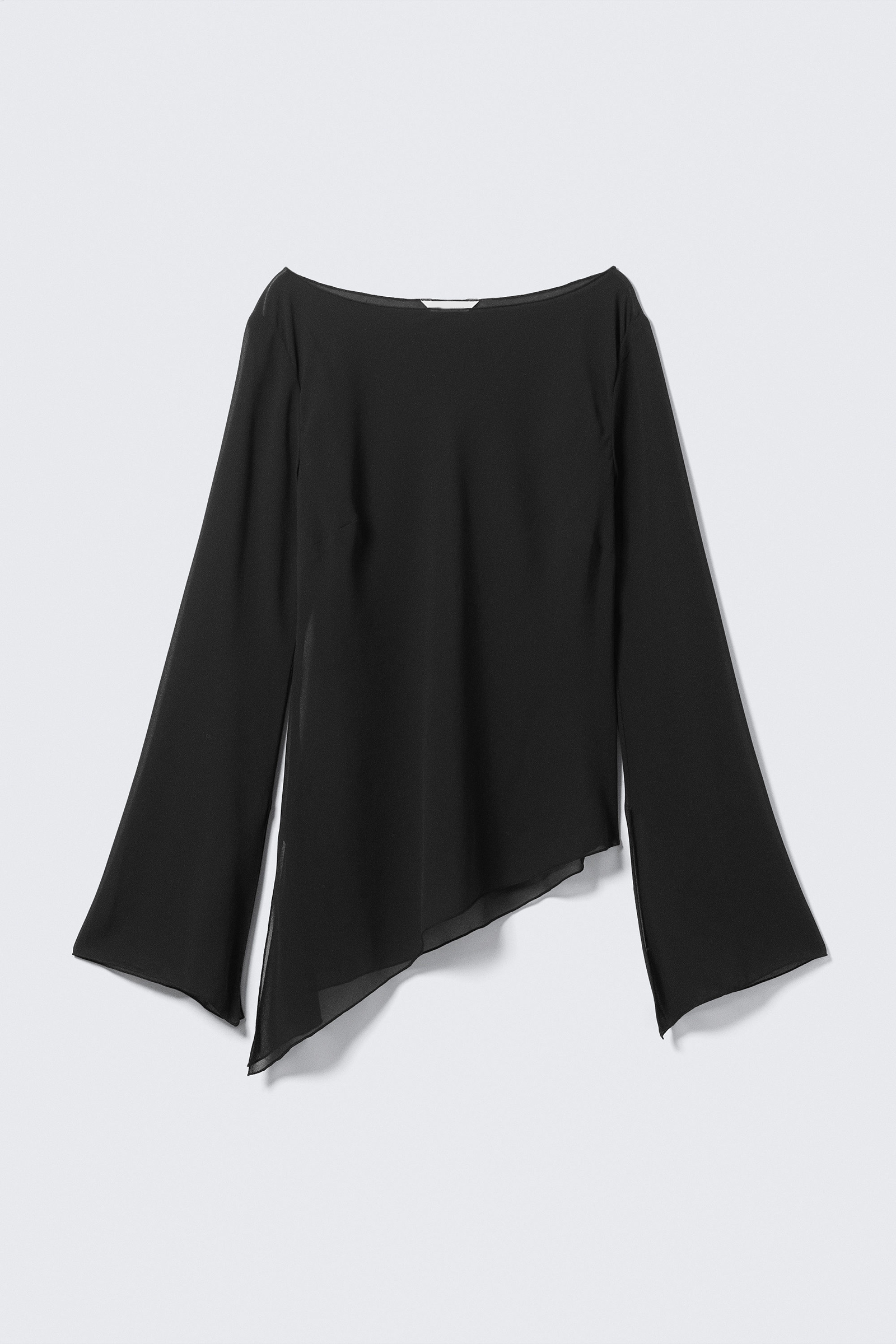 Asymmetric Hem Long Sleeve Blouse