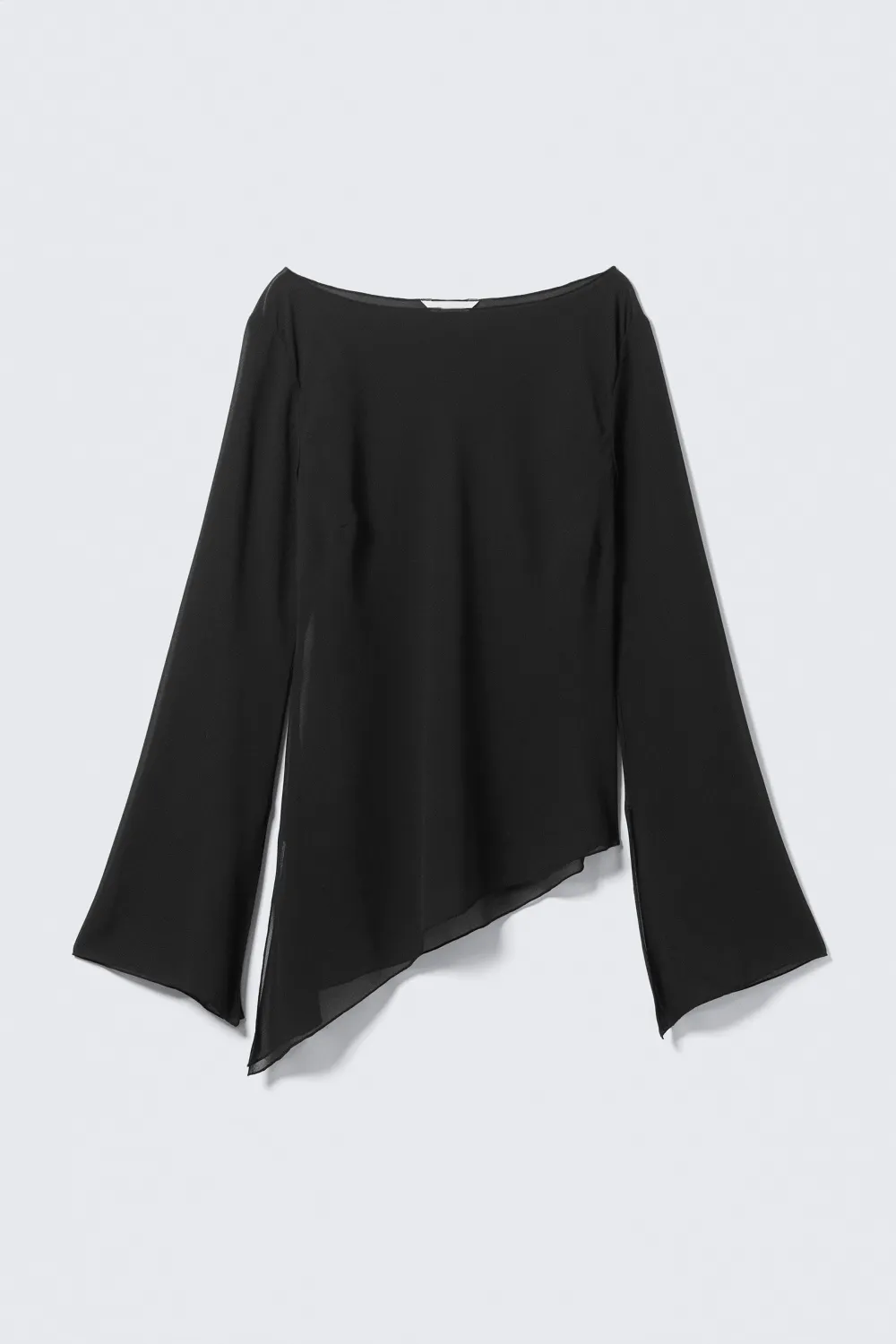 Asymmetric Hem Long Sleeve Blouse