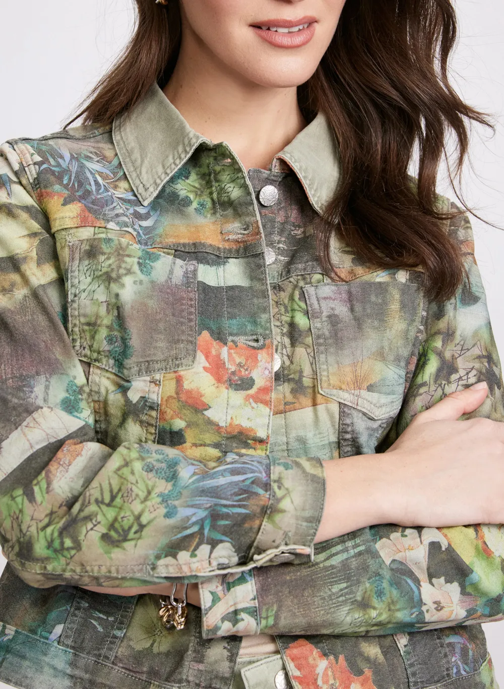 Retro Print Denim Jacket