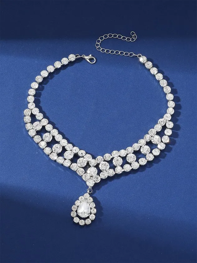 Elegant Full Diamond Luxury Necklace Choker Fashion Party Female Jewelry