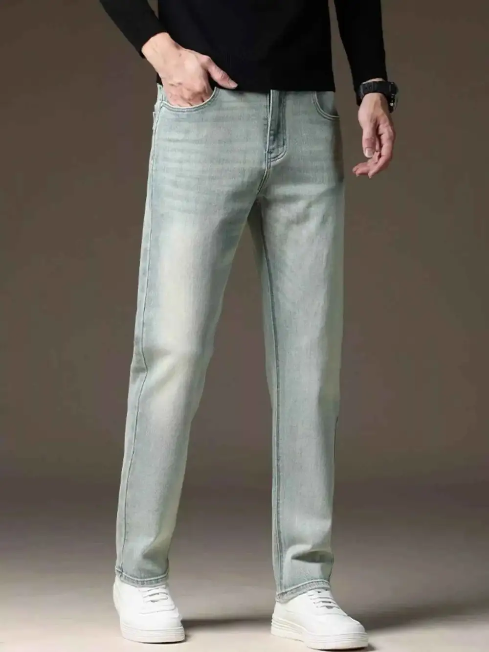 Wash Straight Fit Casual Jeans