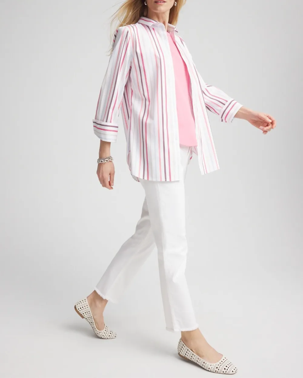 Pink and White Striped Shirt