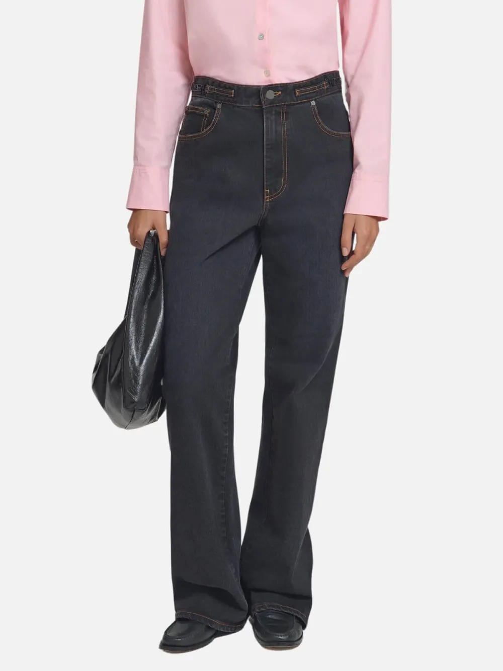 Pocketed Button Mid-Rise Jeans