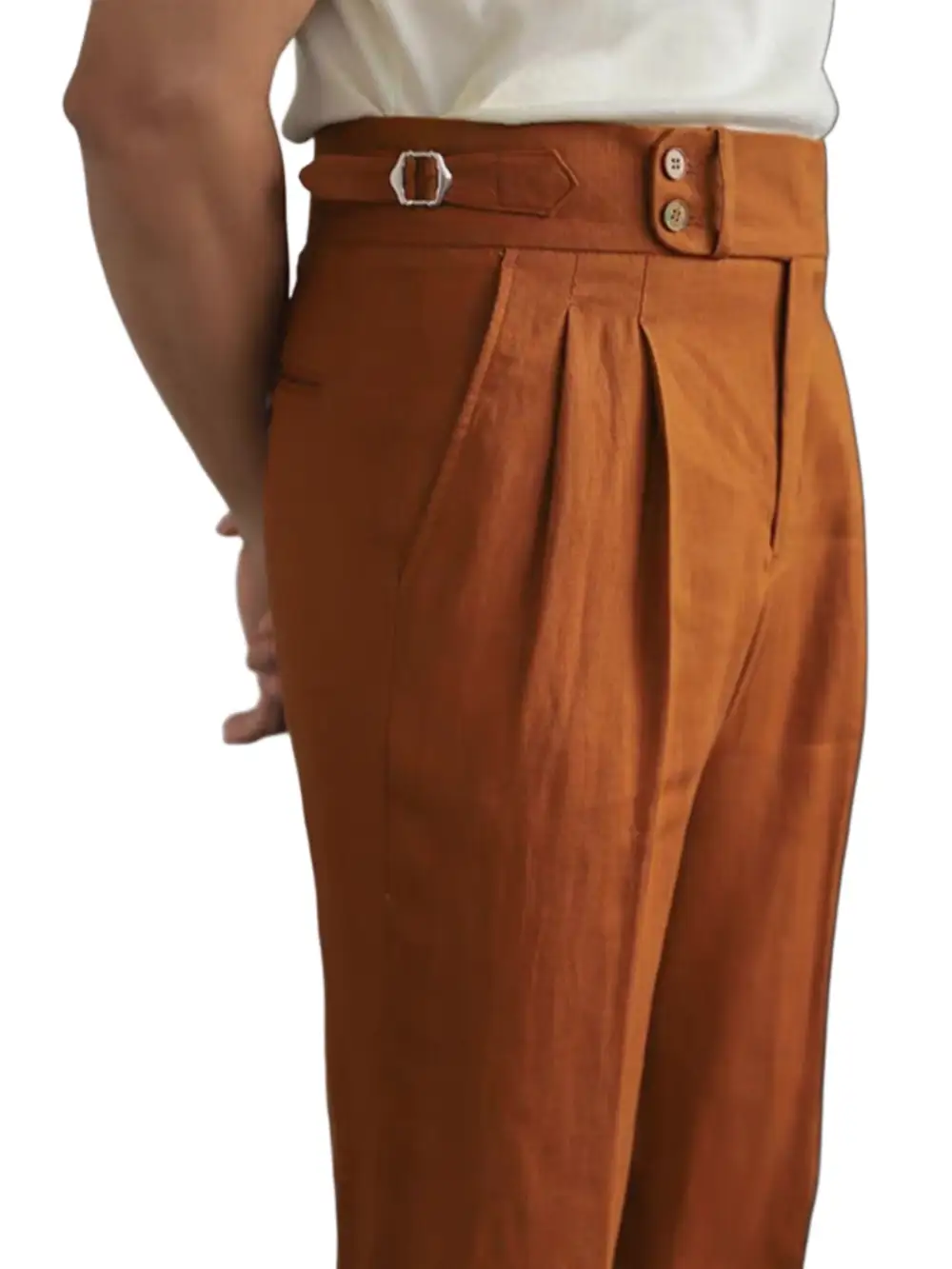 Lightweight Linen Side Tab Trousers