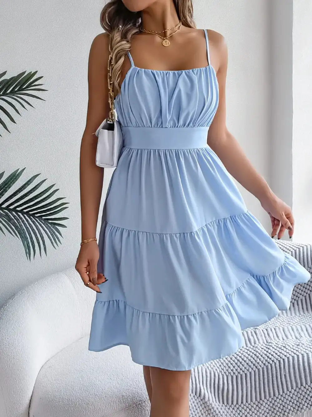 Easy Tie Detail Smocked Dress