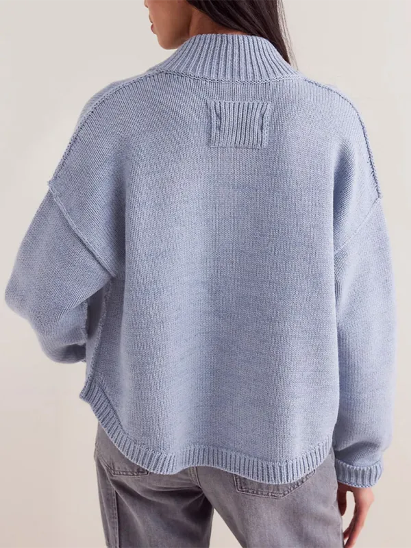 Knit Upright Collar Cardigan