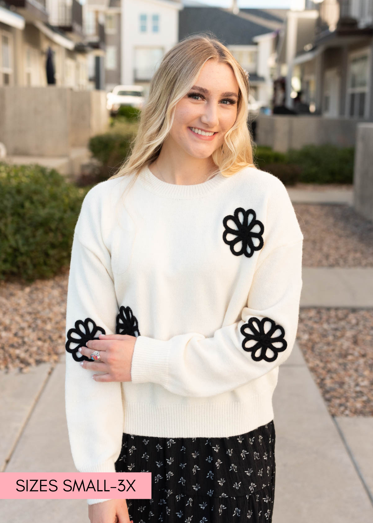 Martha Cream Floral Sweater