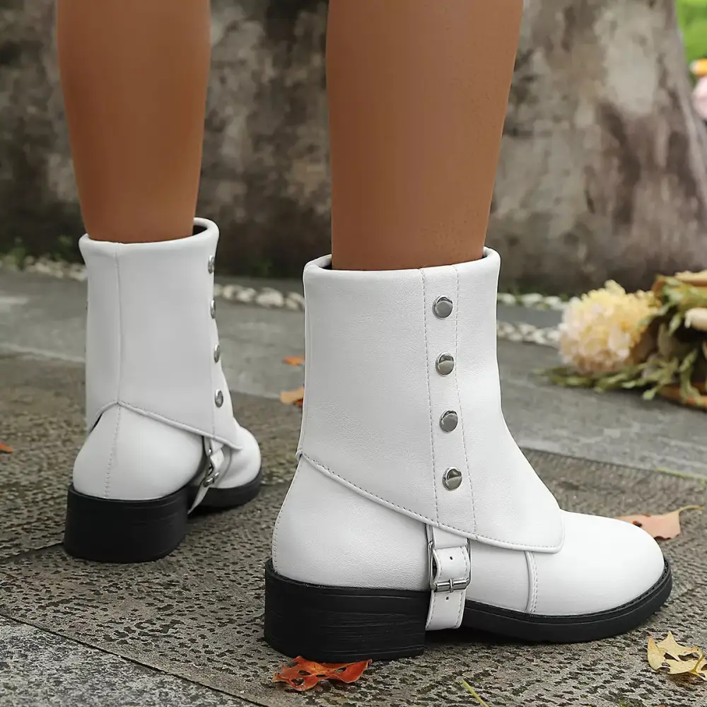 Structured Round Toe Block Heel Boots