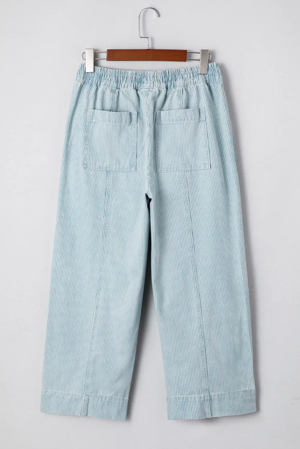 Stripe Mid Rise Drawstring Waist Jeans