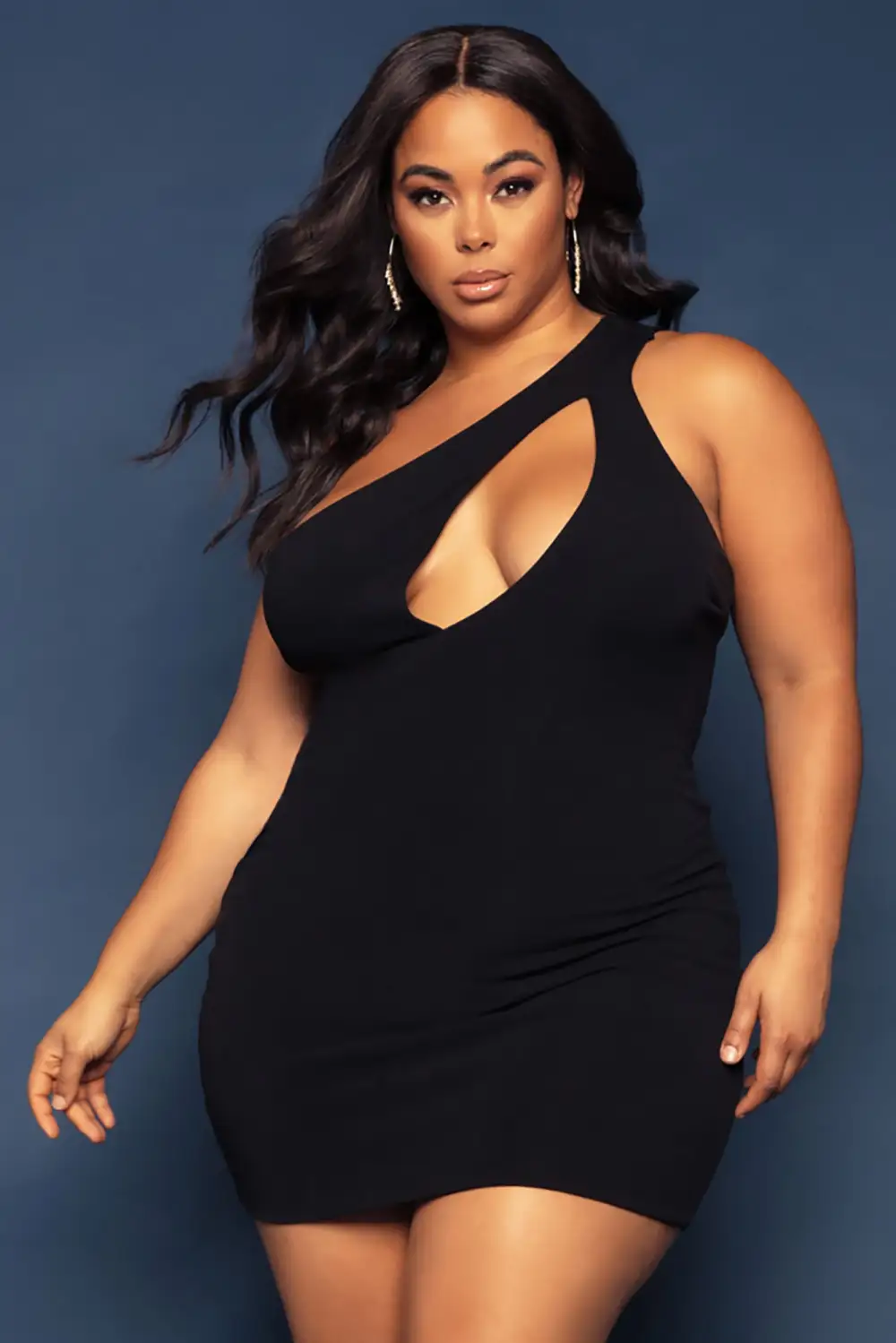 Cut Me In One Shoulder Mini Dress - Black