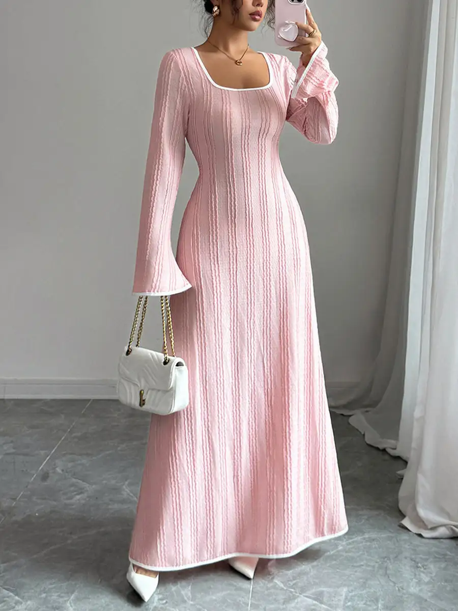 Ribbed Neck Maxi Dress