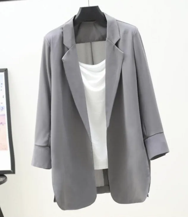 Plain Lapel Collar Casual Blazer