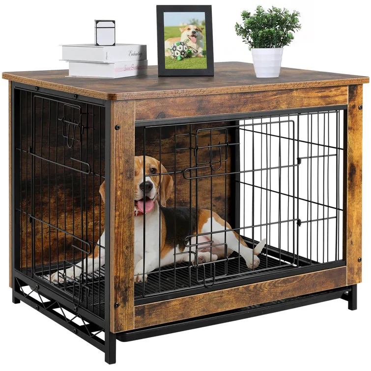 Pirecart Dog Crate Furniture, Side End Table, Modern Kennel, Wooden Heavy-Duty Dog