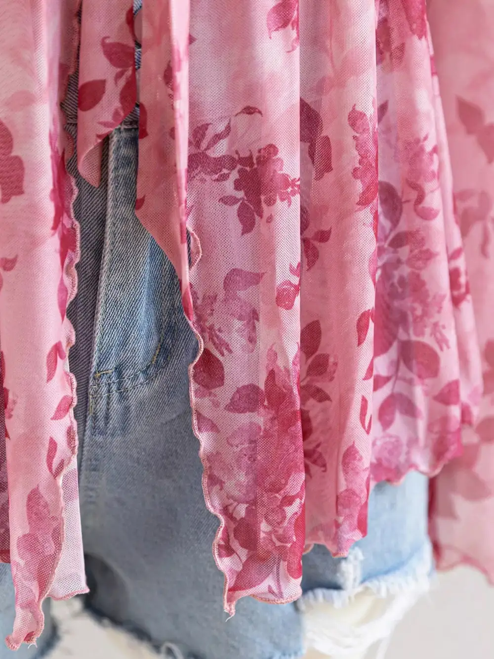 Size Floral Print Chiffon Blouse