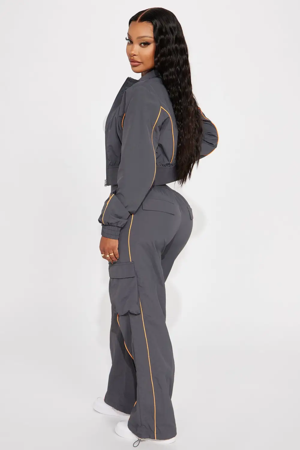 Steal The Moment Windbreaker Pant Set - Charcoal/combo