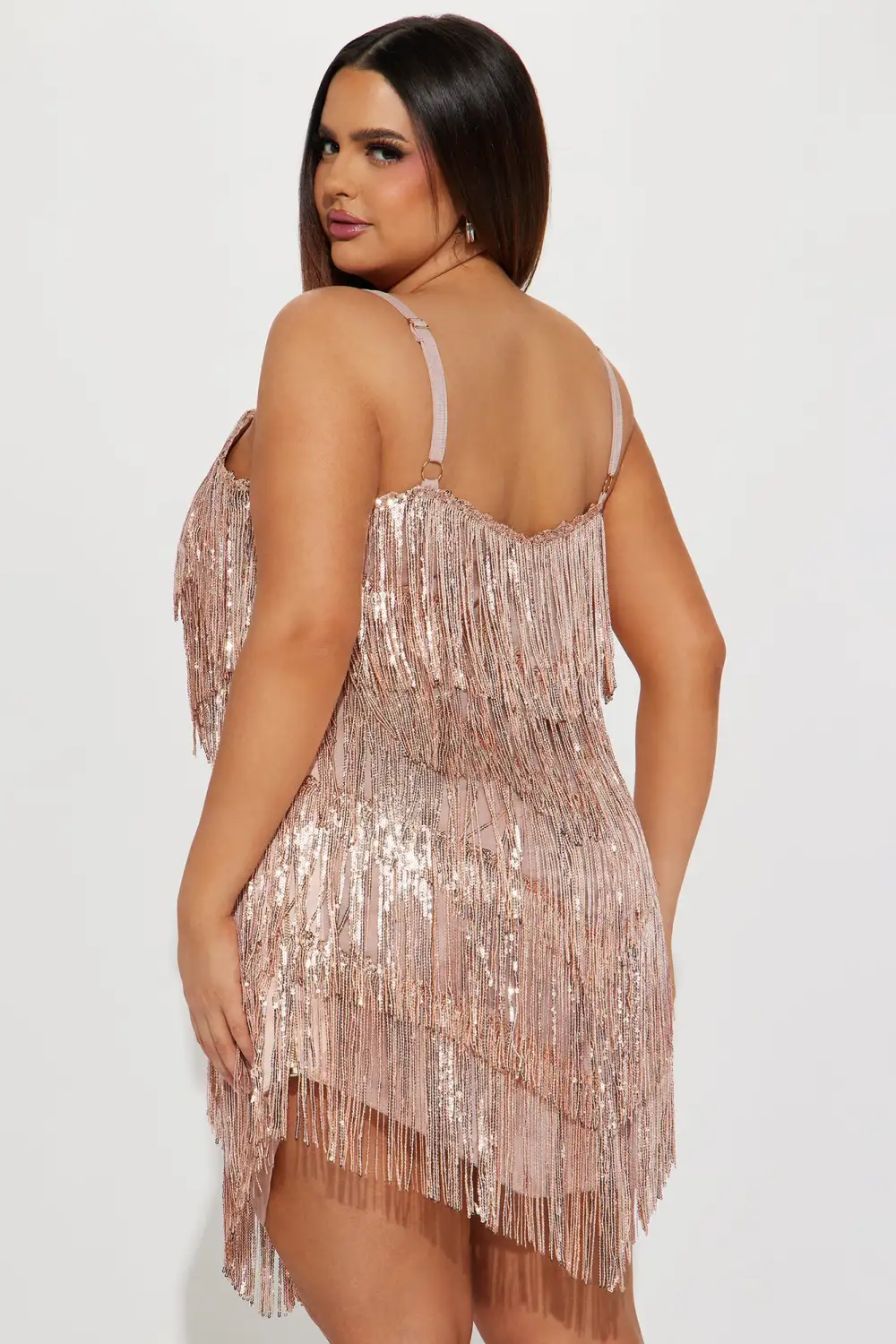 Selena Sequin Fringe Mini Dress - Gold