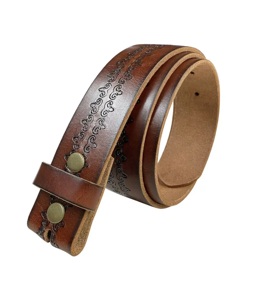Artisan Tooled Leather Belt Strap