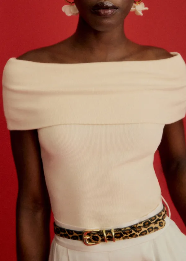 Solid Off-The-Shoulder Organic Cotton Cropped Top