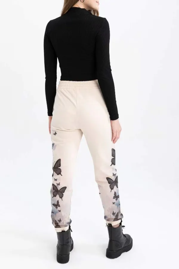Elastic Waist Butterfly Print Joggers