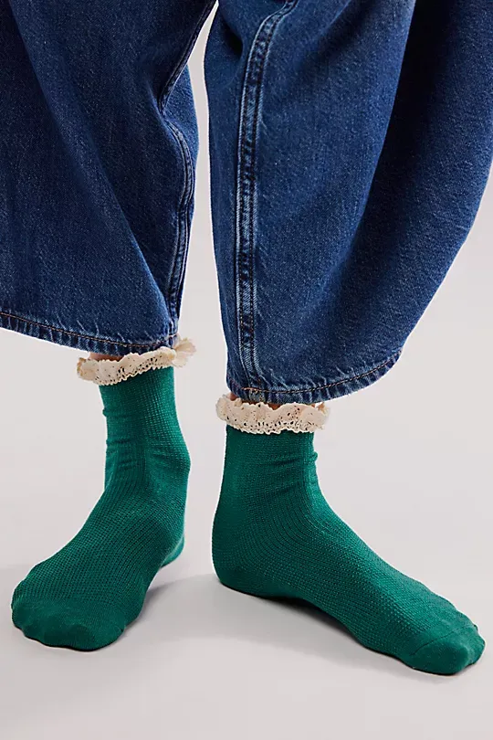 Waffle Knit Ankle Socks White
