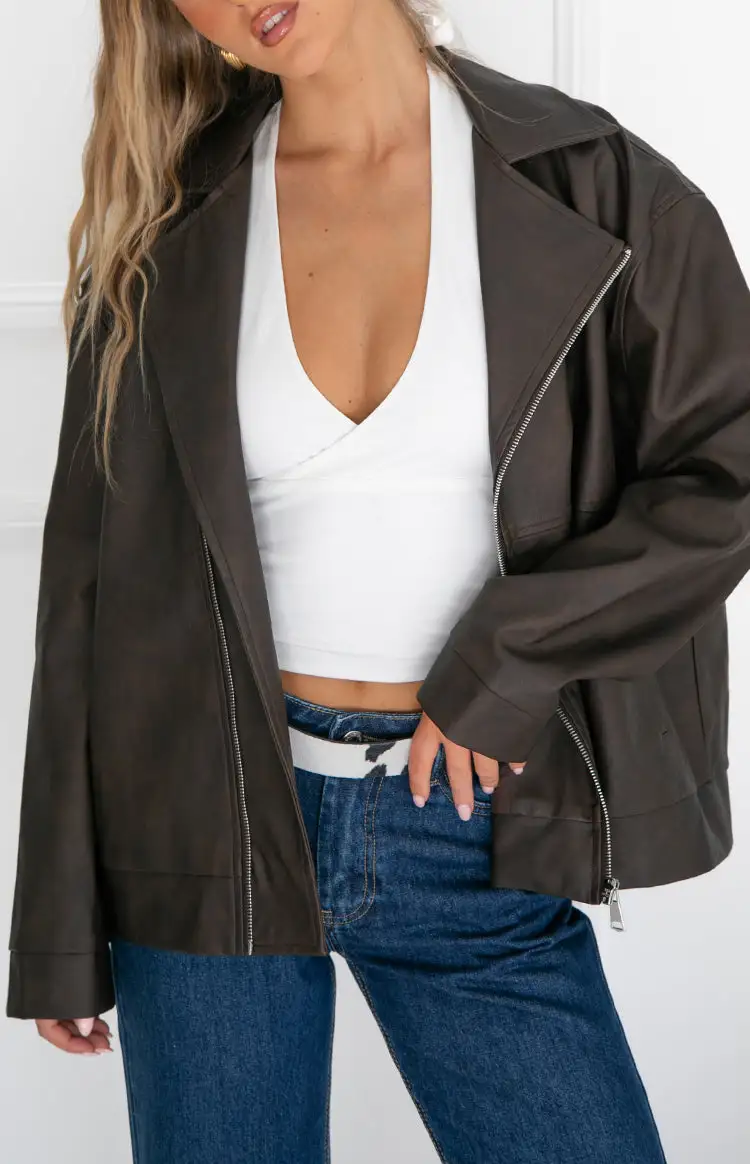 Pu Oversized Biker Jacket