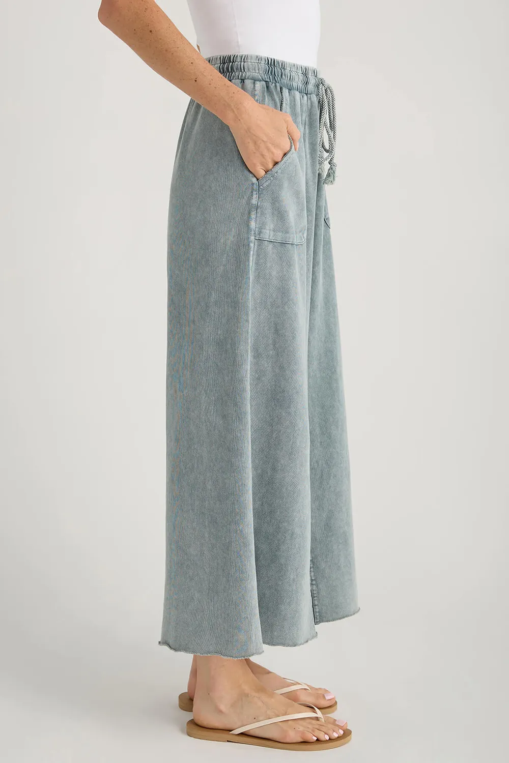 Easel Wide Leg Knit Pants - ash