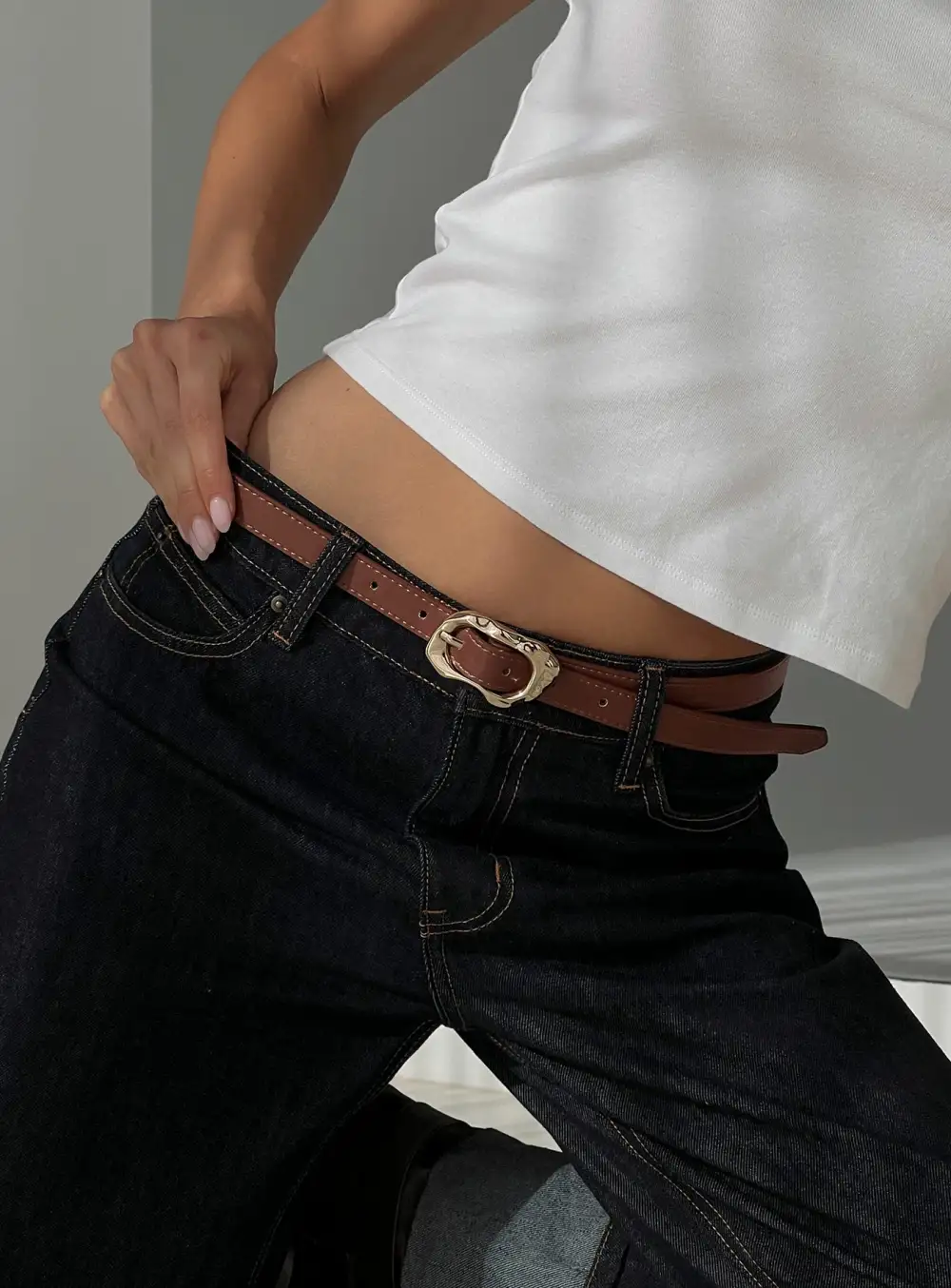Accent Ready Buckle Faux Leather Belt
