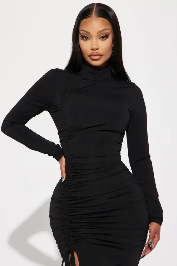 Rachel Ruched Gown - Black