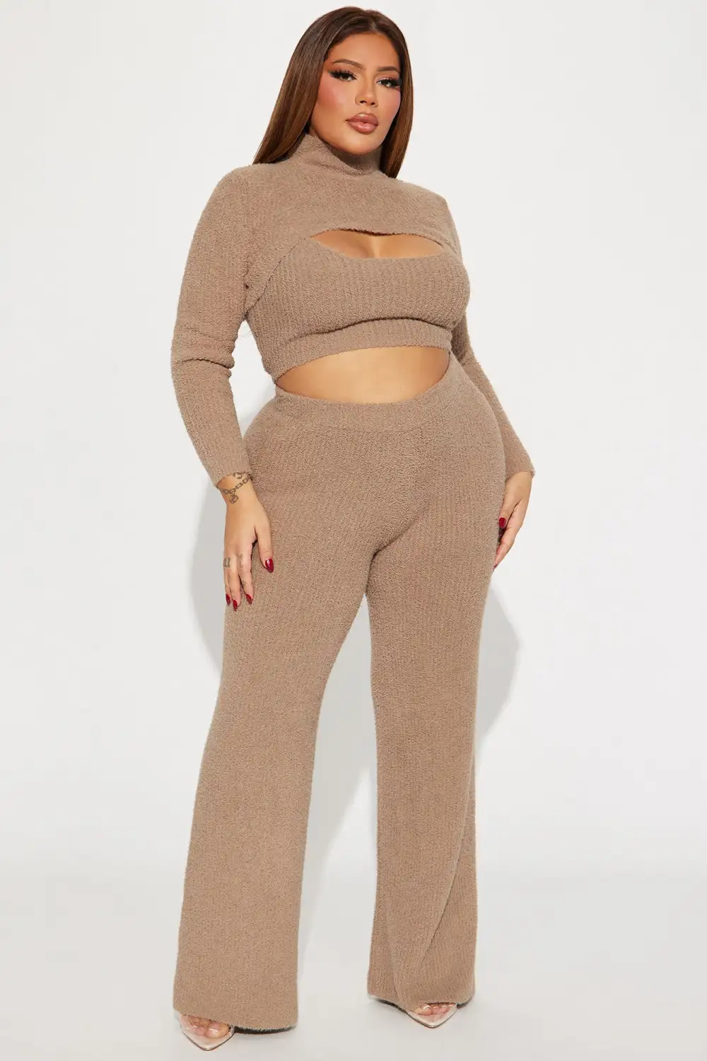Feeling Cozy 3 Piece Pant Set - Taupe