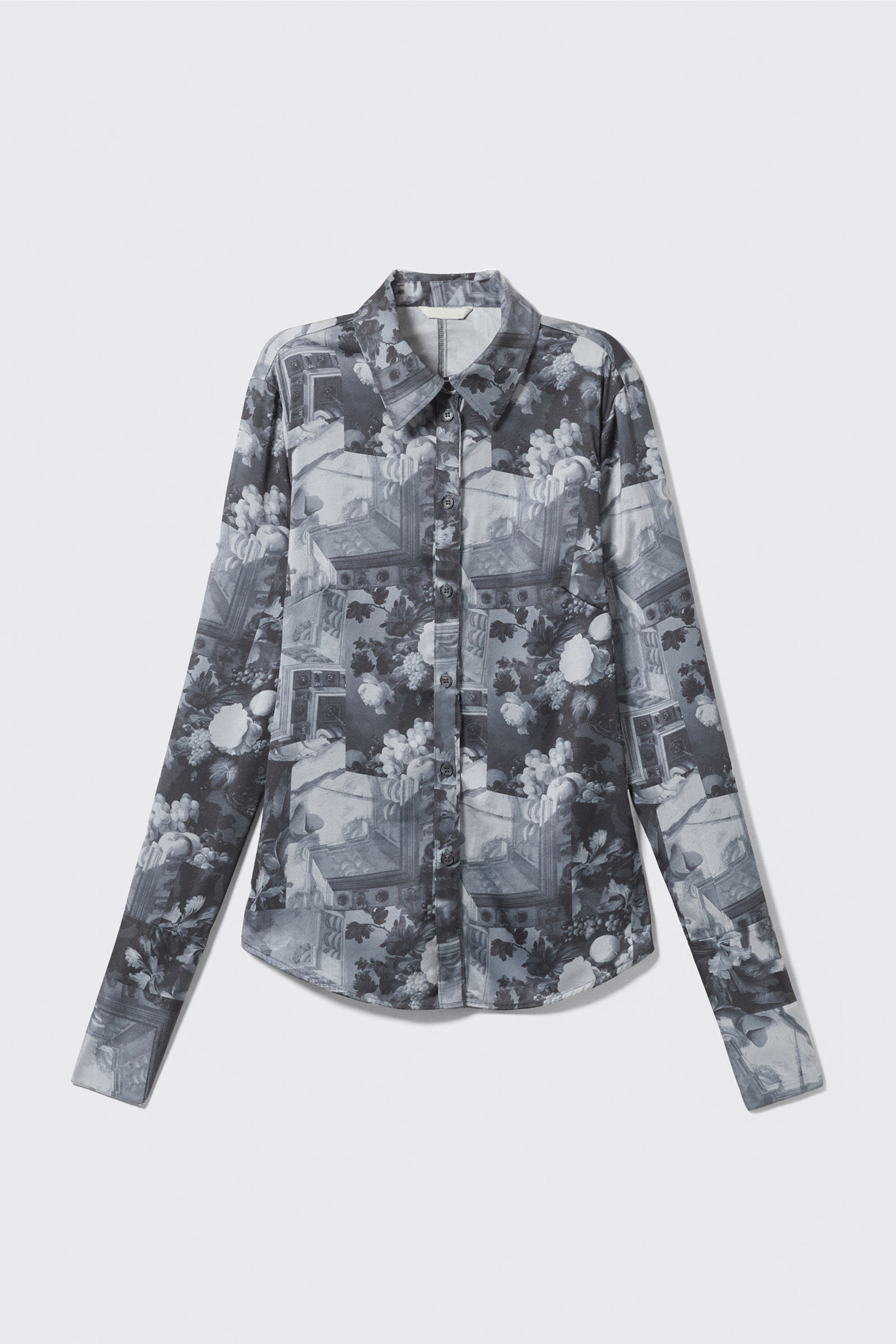 Sheer Printed Long Sleeve Shirt