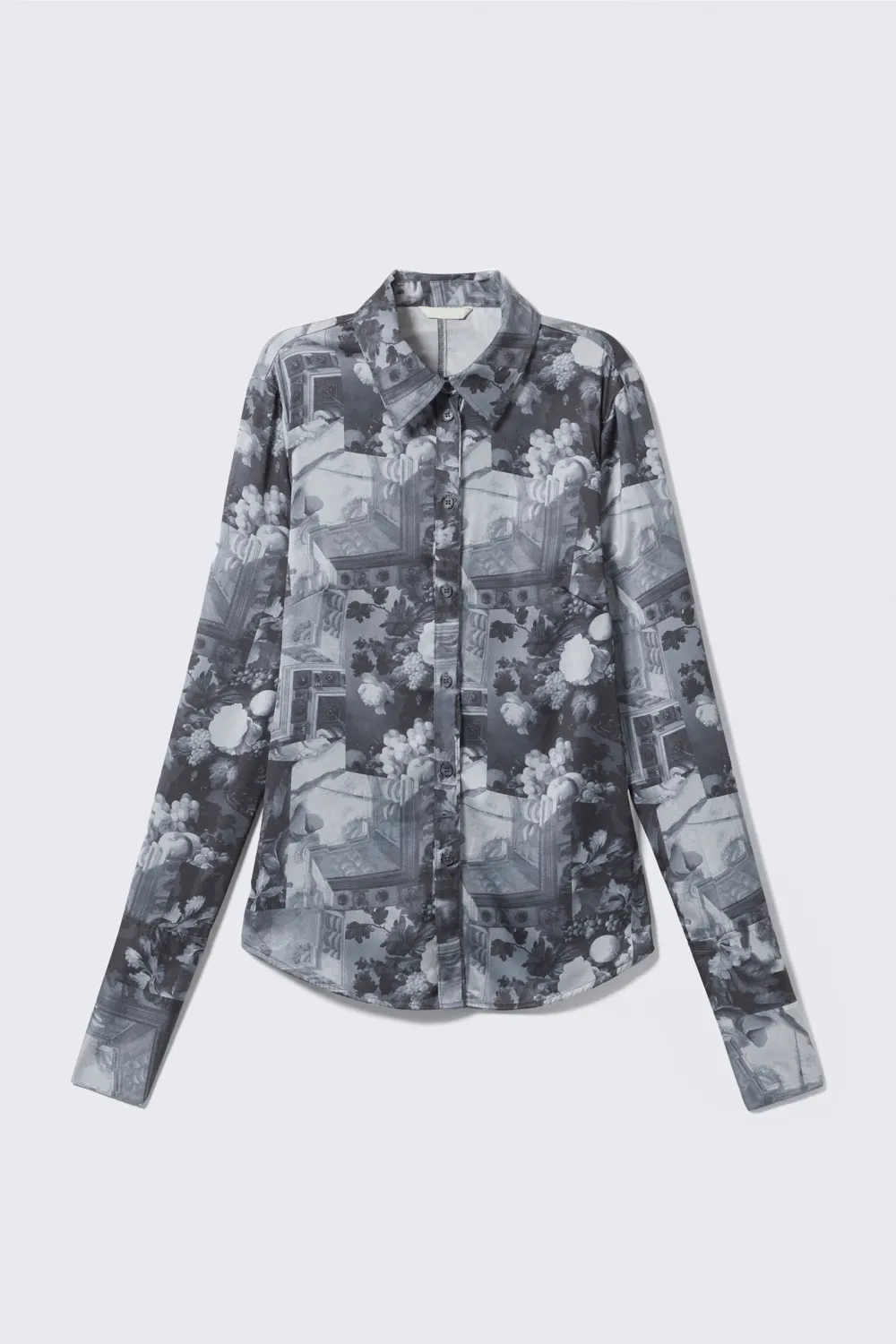 Sheer Printed Long Sleeve Shirt