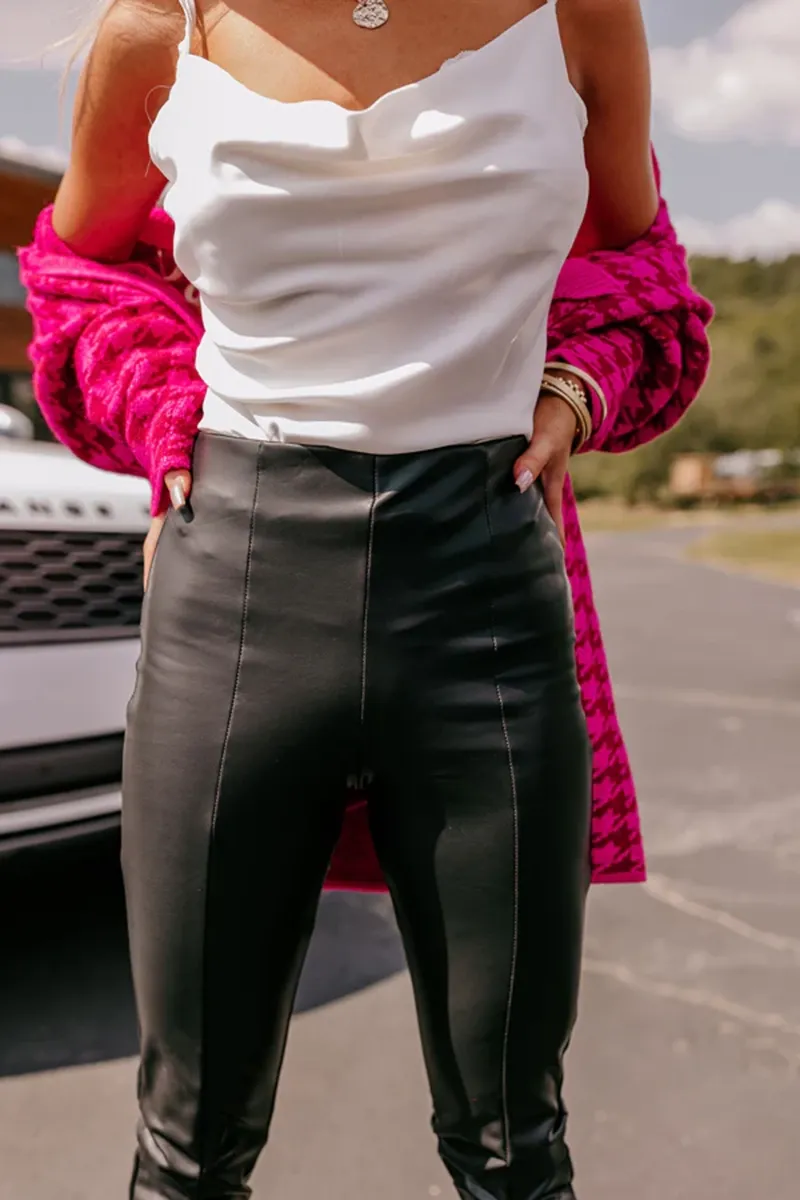 Simple High-End Women's Slim Leather Pants