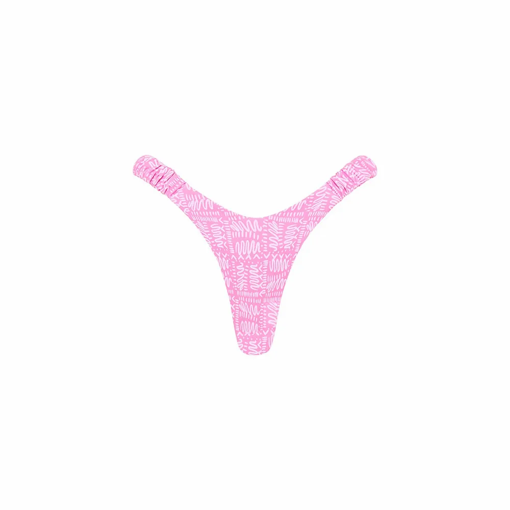 Strawberry Milk Retro Y Shaped Thong Bikini Bottom